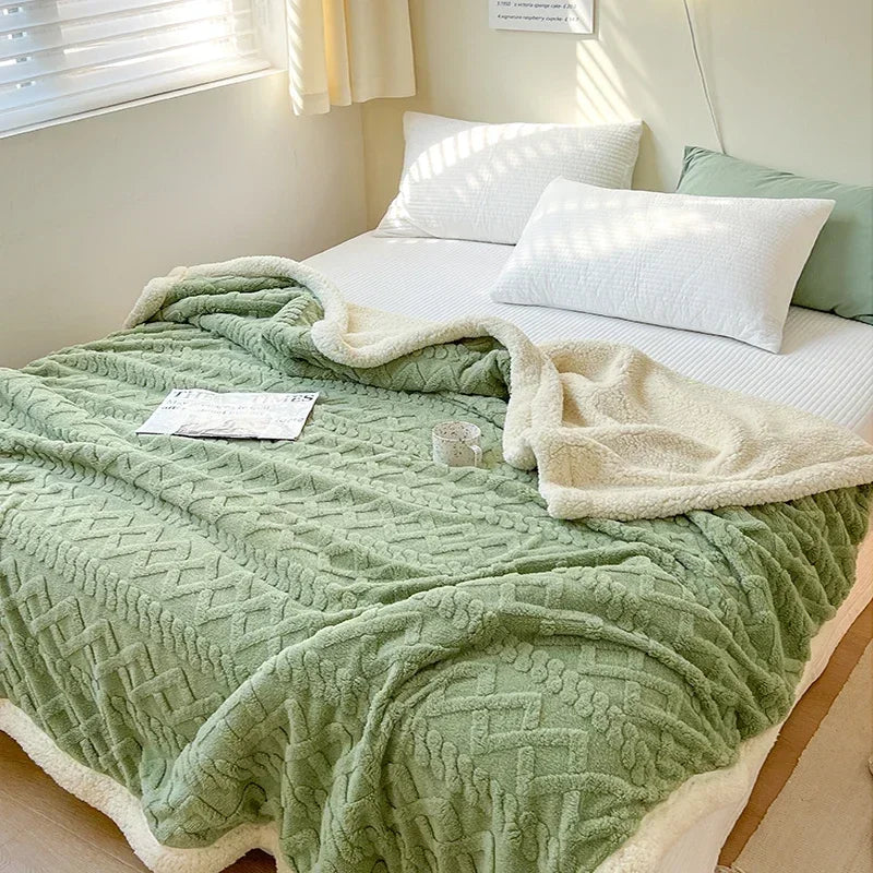 Reversible Sherpa Fleece Blanket, Warm but Lightweight