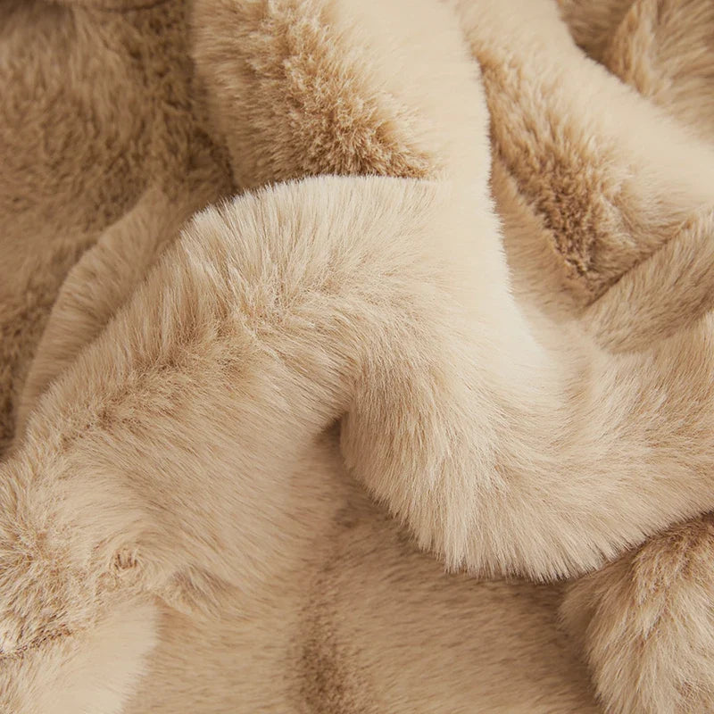 Ultra-Soft Faux Fur Blanket, Thick and Velvety for Cold Days