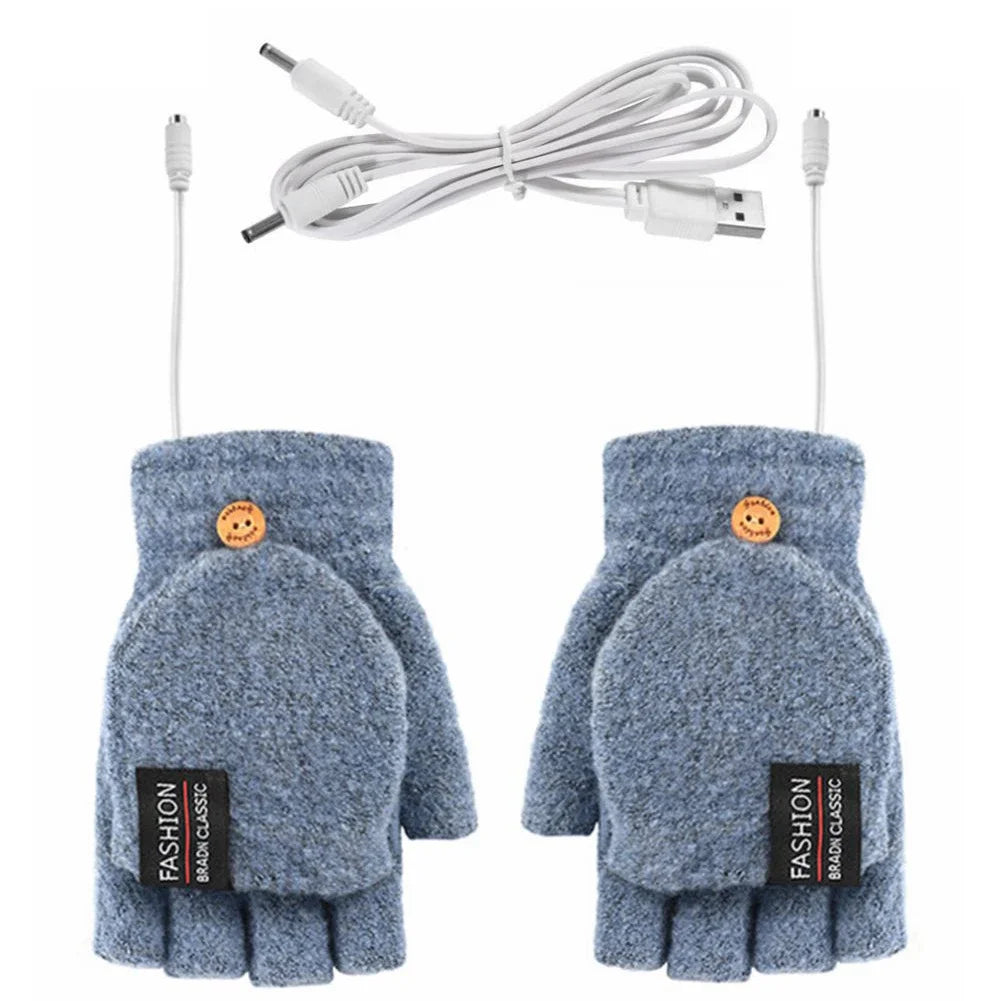 Plushley™ USB Rechargeable Heated Knit Gloves with 3 Heat Settings