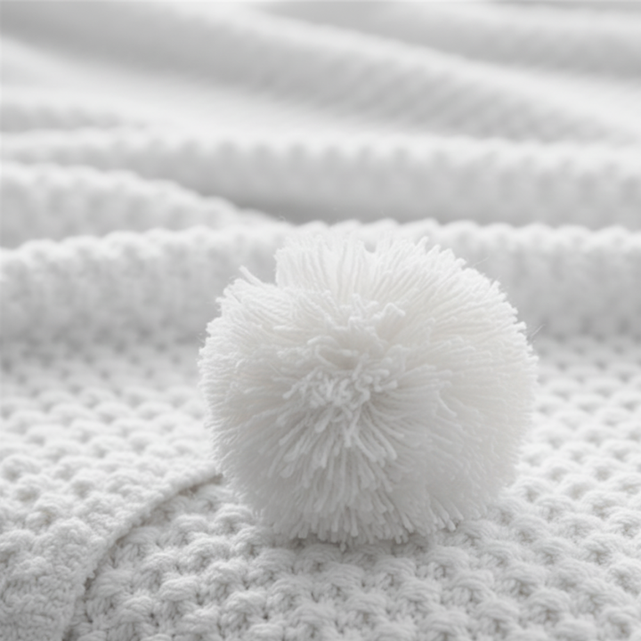 Plushley™ Scandinavian Waffle Knit Throw Blanket With Pom Pom Tassels