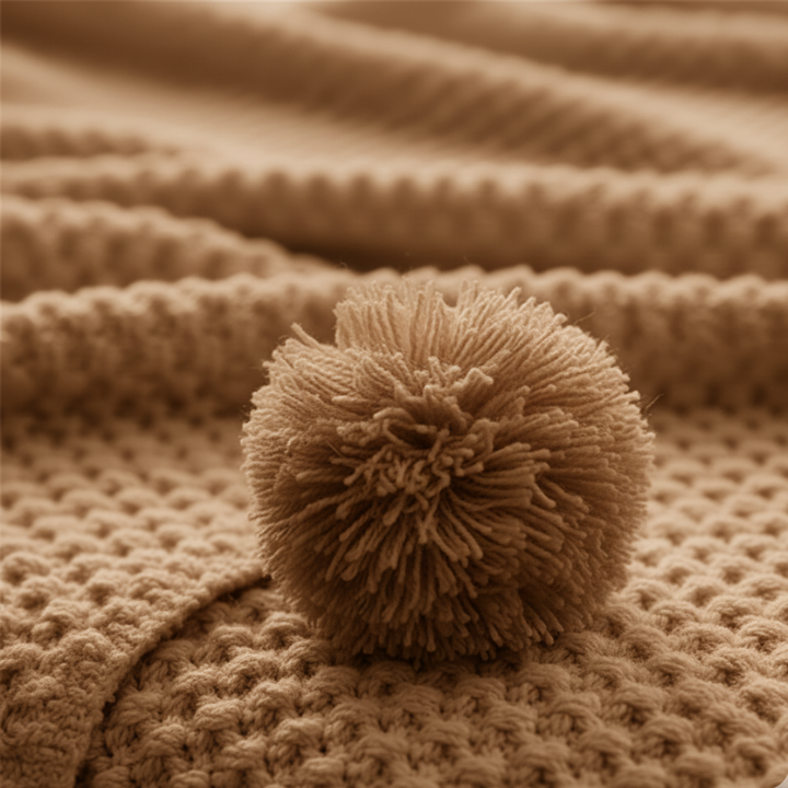 Plushley™ Scandinavian Waffle Knit Throw Blanket With Pom Pom Tassels