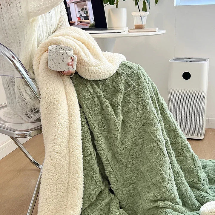 Reversible Sherpa Fleece Blanket, Warm but Lightweight