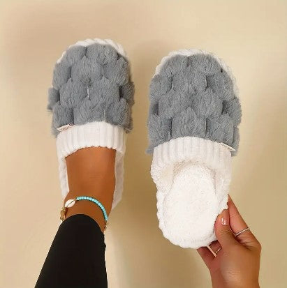 Fluffy Lined Slip-On Slippers with Cushioned Insole
