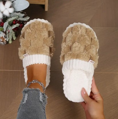 Fluffy Lined Slip-On Slippers with Cushioned Insole