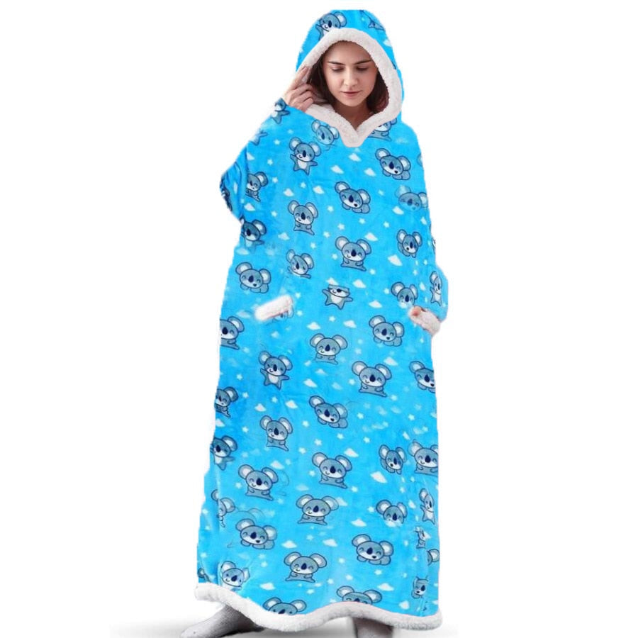 Extra-Long Hooded Snuggle Blanket with Sleeves – Unisex