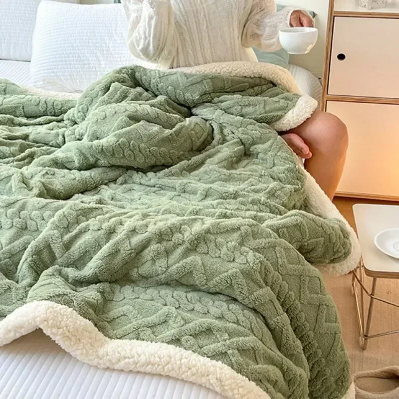Reversible Sherpa Fleece Blanket, Warm but Lightweight