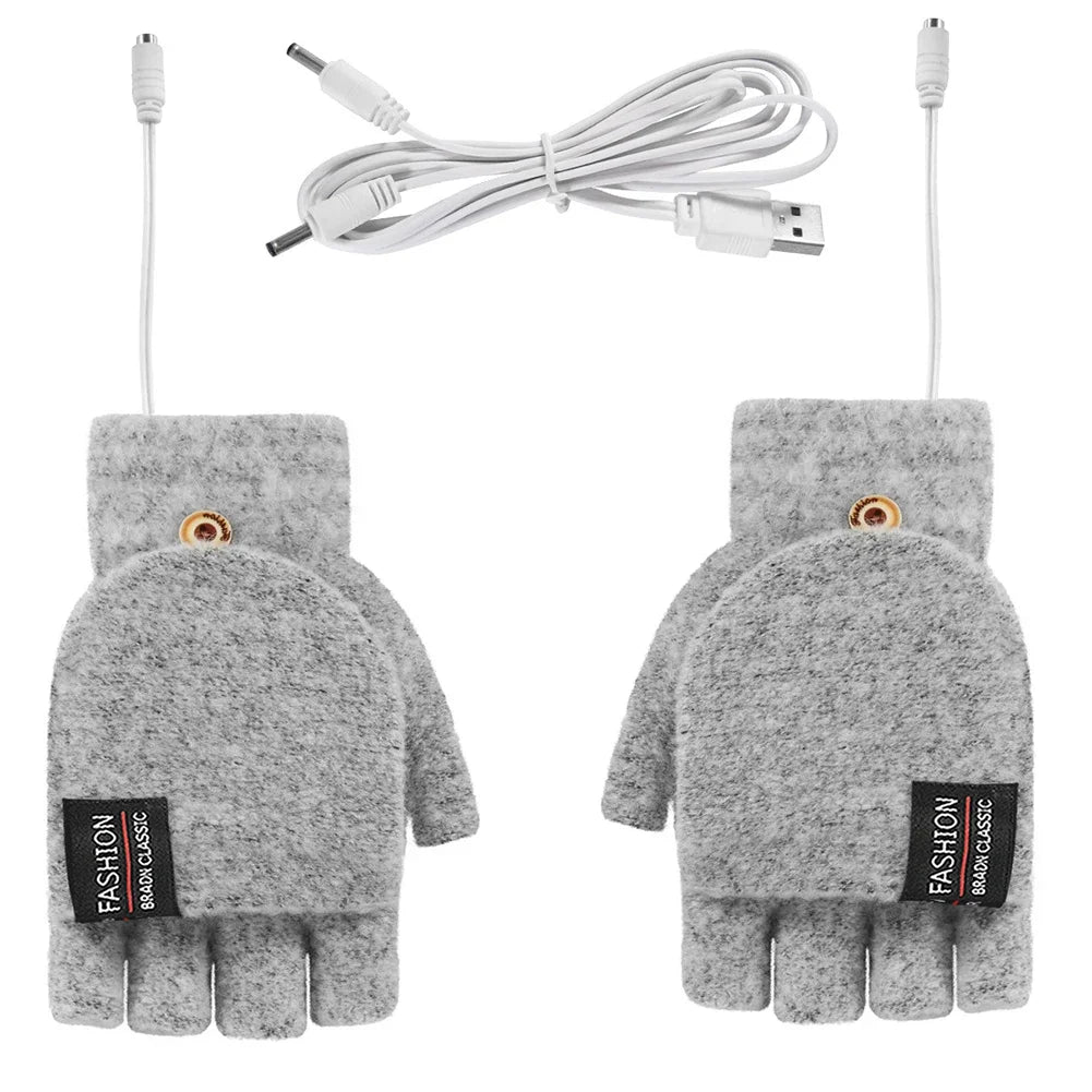 Plushley™ USB Rechargeable Heated Knit Gloves with 3 Heat Settings