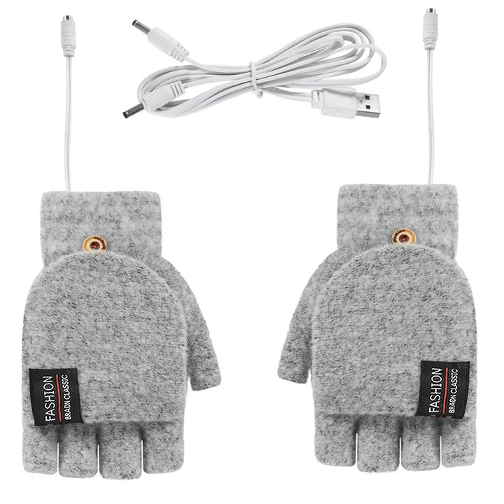 Plushley™ USB Rechargeable Heated Knit Gloves with 3 Heat Settings