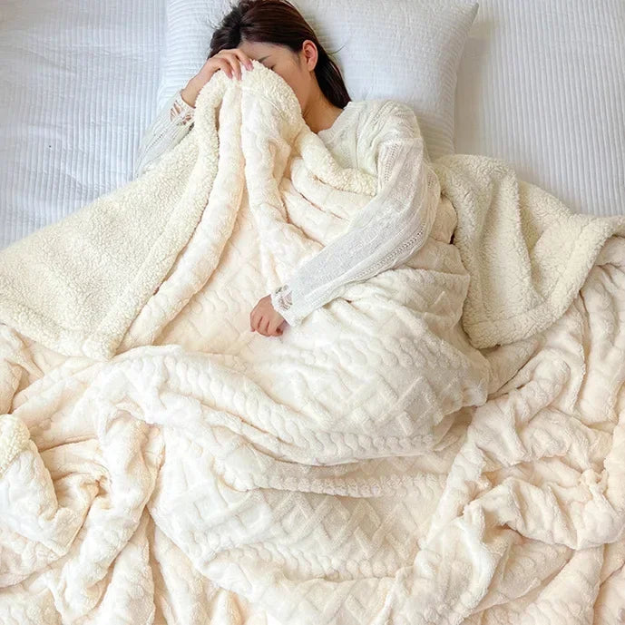 Reversible Sherpa Fleece Blanket, Warm but Lightweight