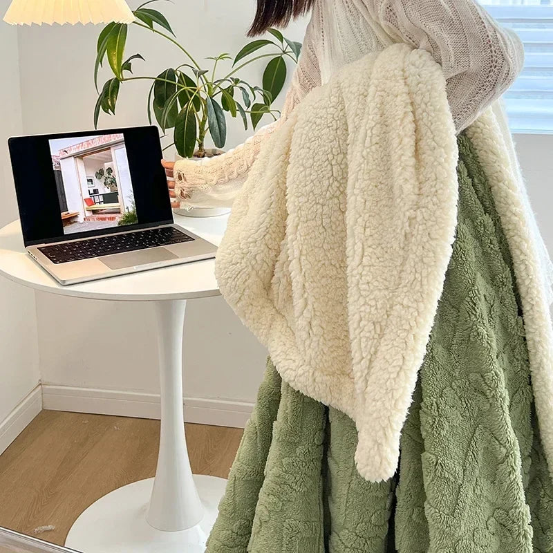 Reversible Sherpa Fleece Blanket, Warm but Lightweight