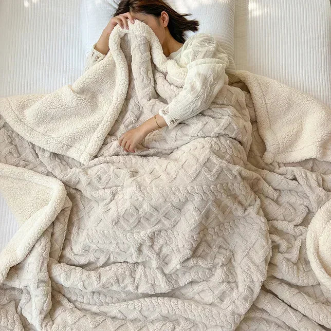 Reversible Sherpa Fleece Blanket, Warm but Lightweight