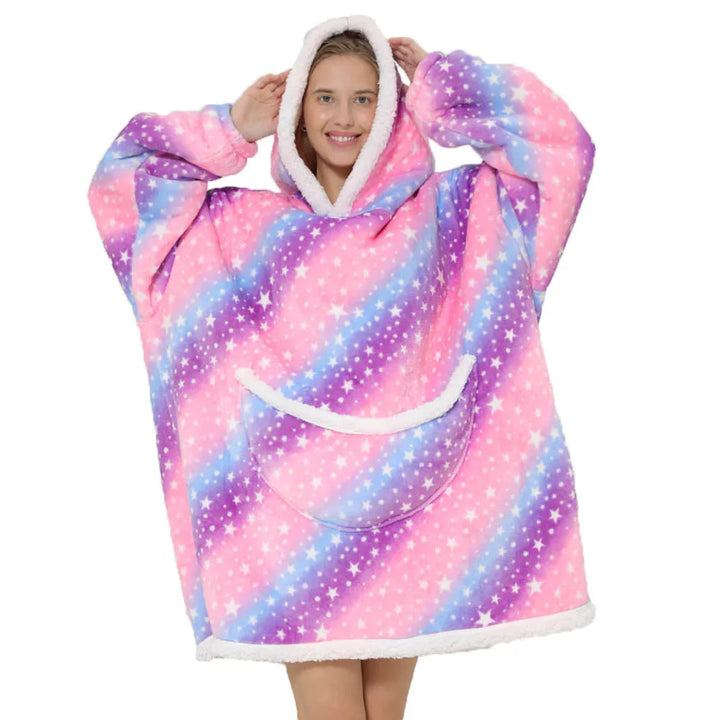 Oversized Fleece Blanket Hoodie with Hood and Big Pockets