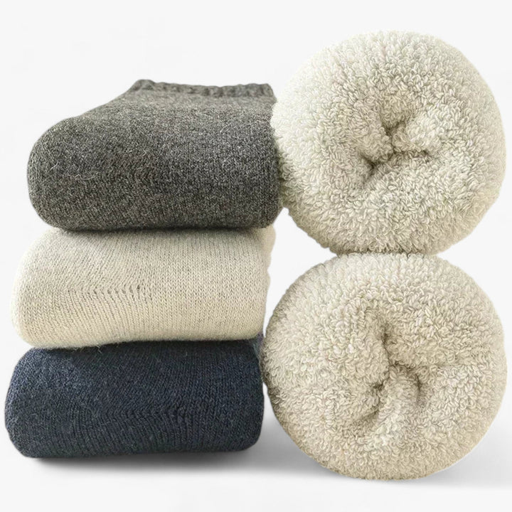 Plushley™ Thermal Wool &amp; Cashmere Socks, 3 Pairs – Fleece Loop Warmth