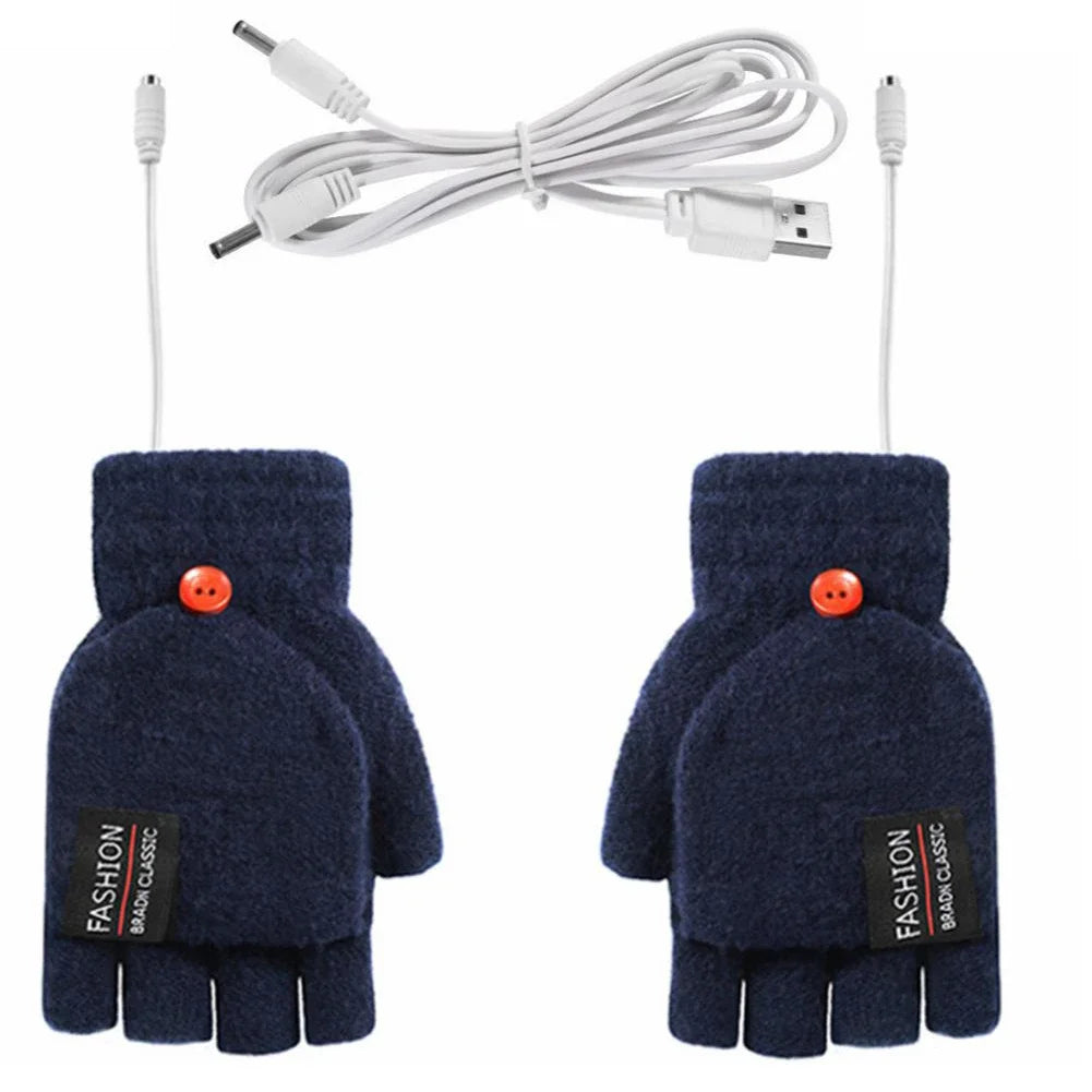 Plushley™ USB Rechargeable Heated Knit Gloves with 3 Heat Settings