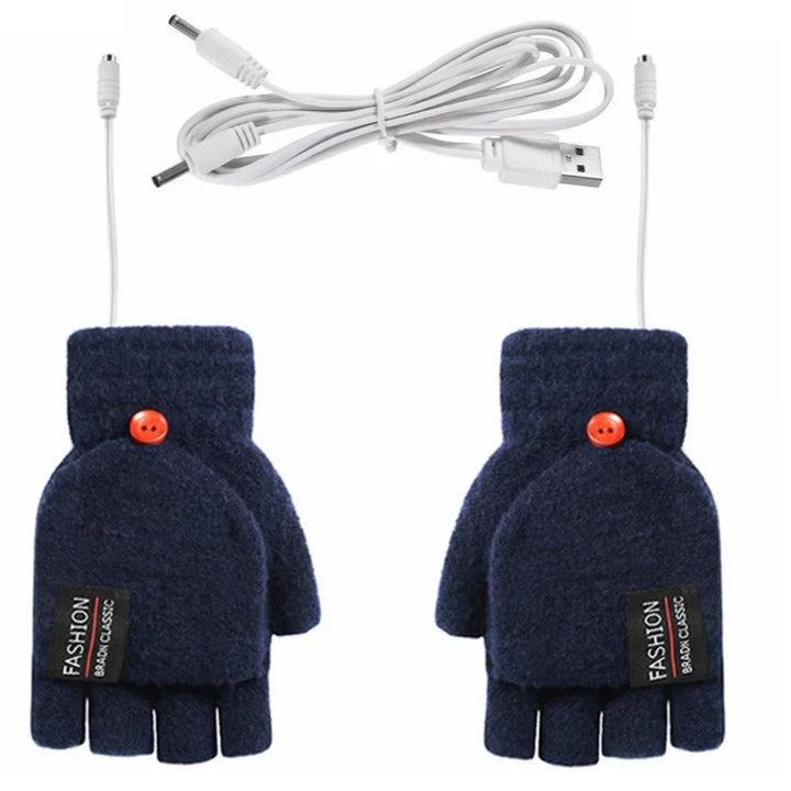 Plushley™ USB Rechargeable Heated Knit Gloves with 3 Heat Settings