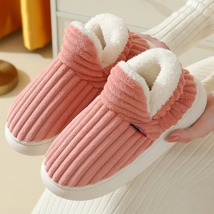 Thick-Sole Fleece Slippers for Men and Women, Non-Slip Grip