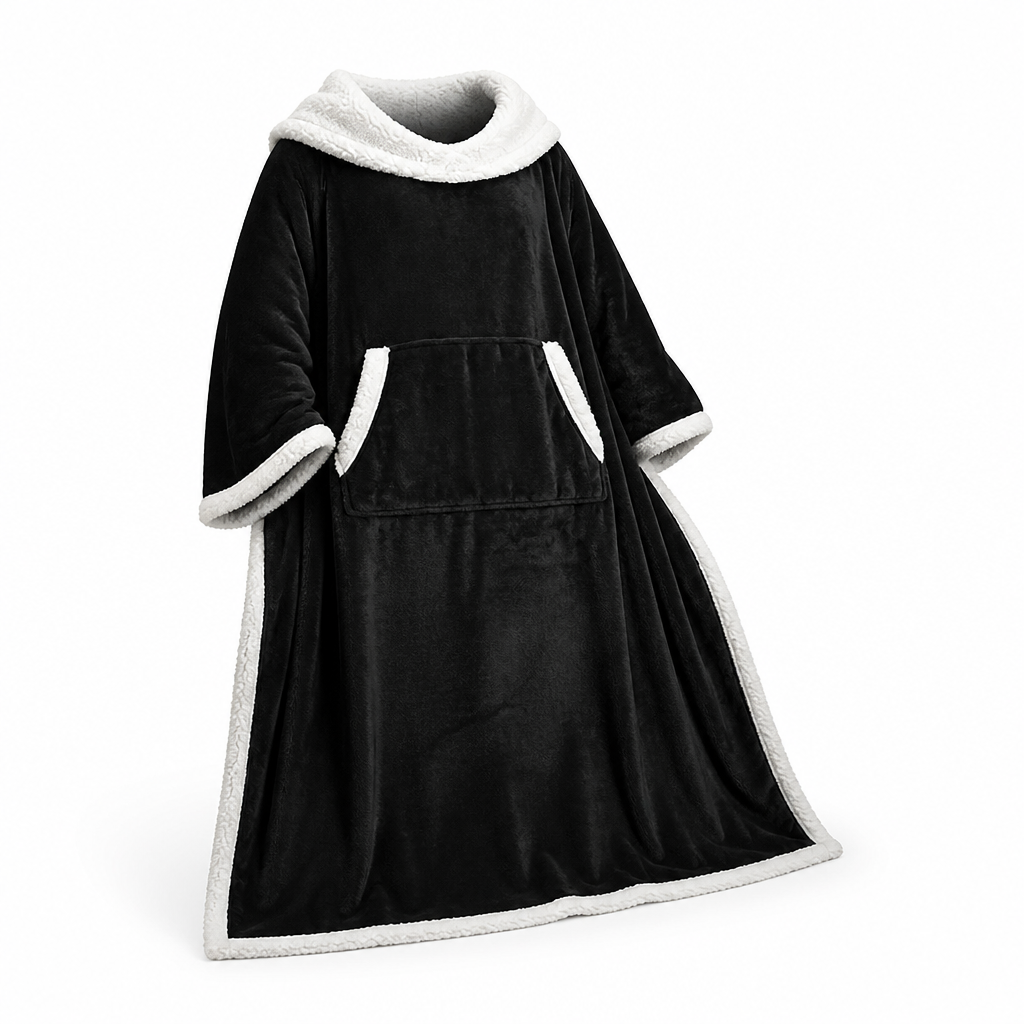 Sherpa Wearable Blanket with Sleeves and a Cozy Foot Pocket