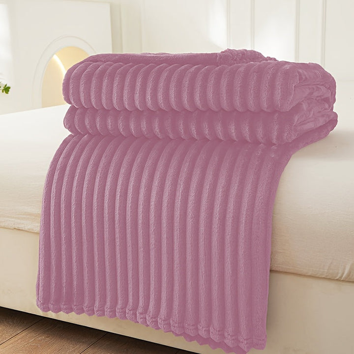 Soft Plush Blanket with Rib Pattern