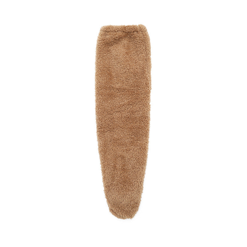 Fluffy Knee-High Leg Warmer Socks with Open-Toe Design