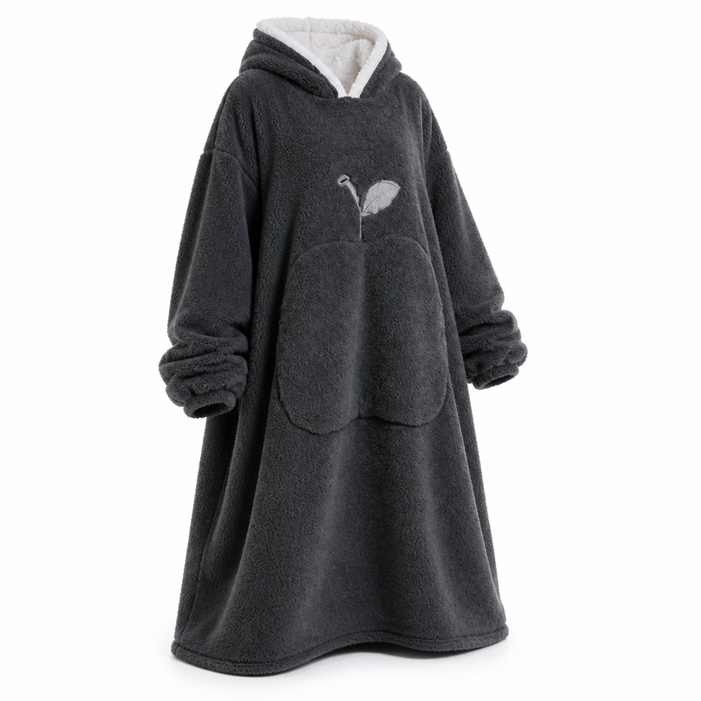Oversized Sherpa Fleece Hooded Blanket with Sleeves and Pocket
