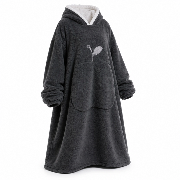 Oversized Sherpa Fleece Hooded Blanket with Sleeves and Pocket