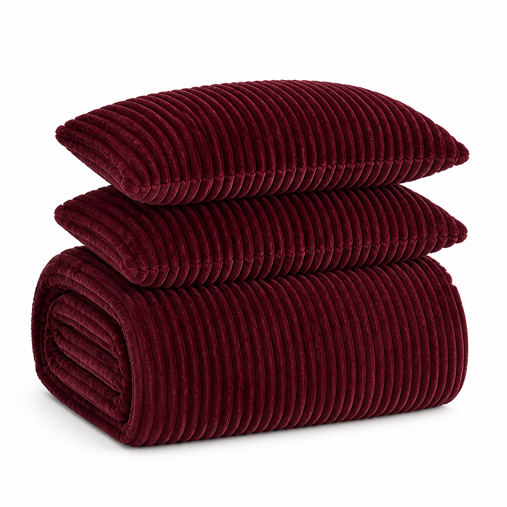 Plushley™ Coral Fleece Duvet Cover Set with 2 Pillowcases, Warm and Soft