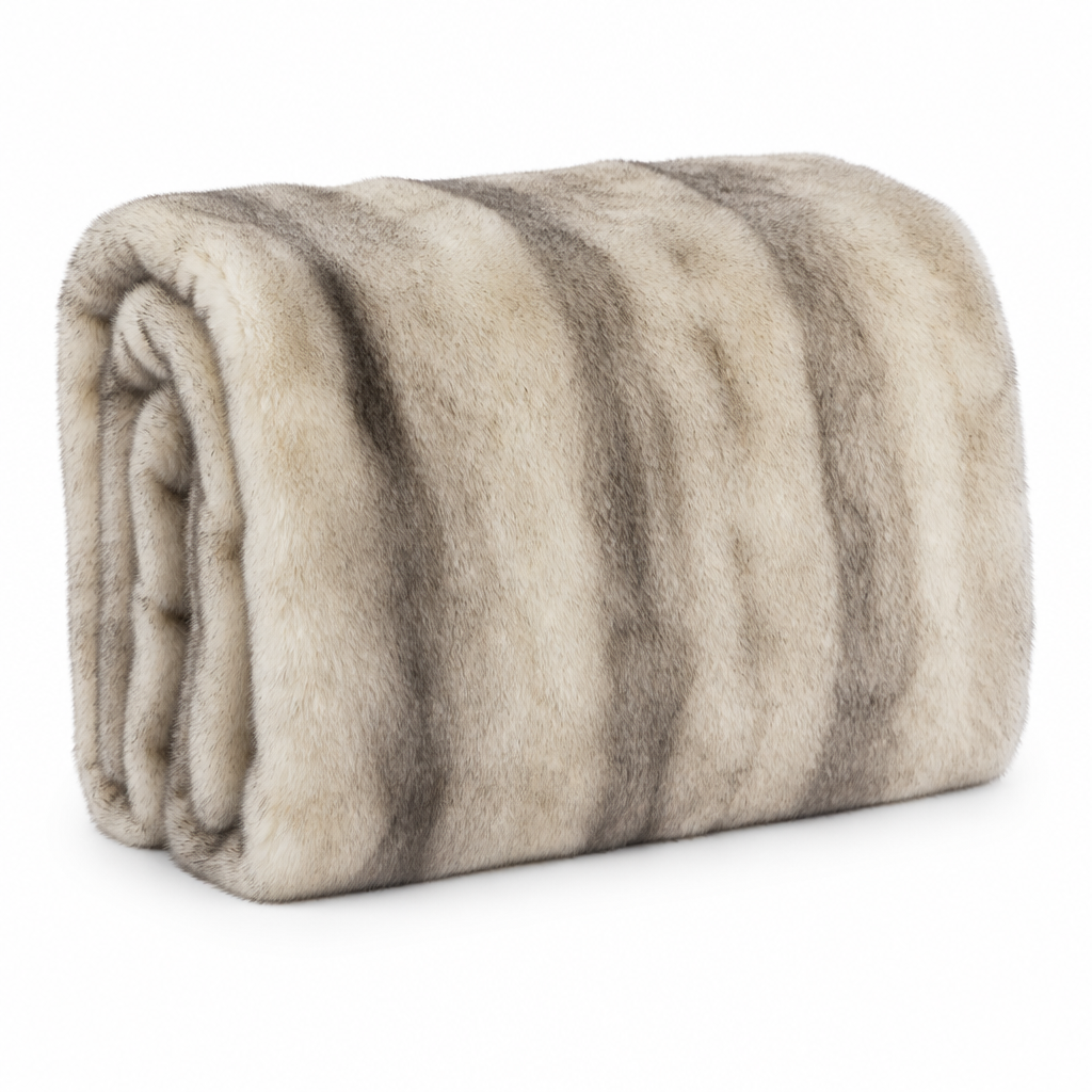 Fluffy Faux Fur Throw Blanket with Reinforced Edges