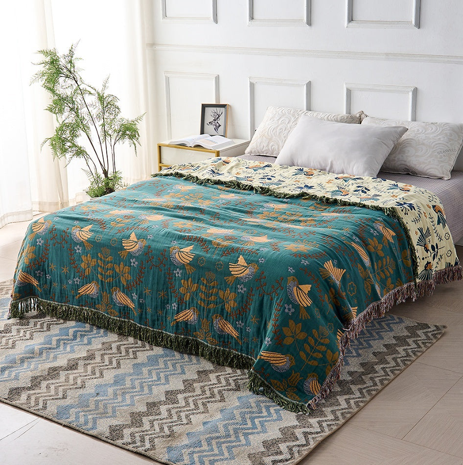 Elegant Teal &amp; Cream Reversible Decorative Blanket