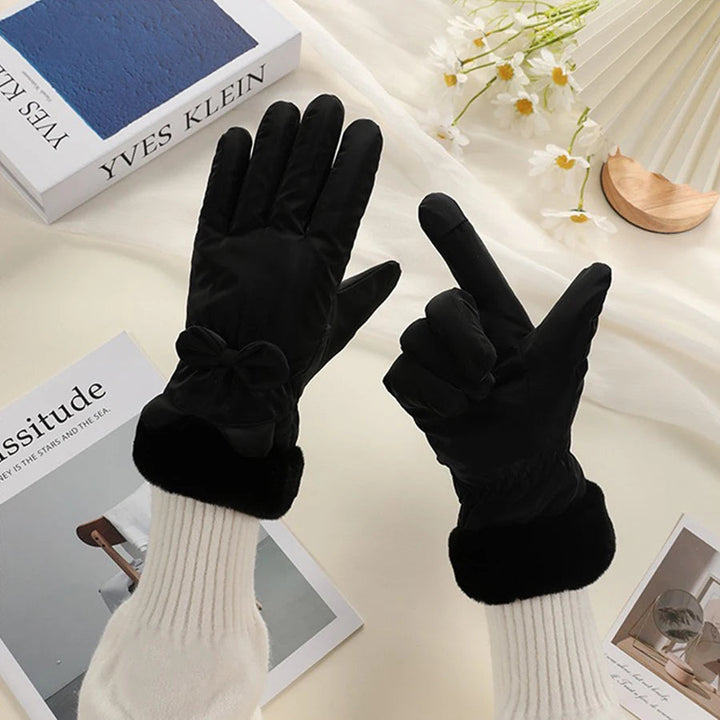 Elegant Waterproof Touchscreen Gloves with Bow Detail