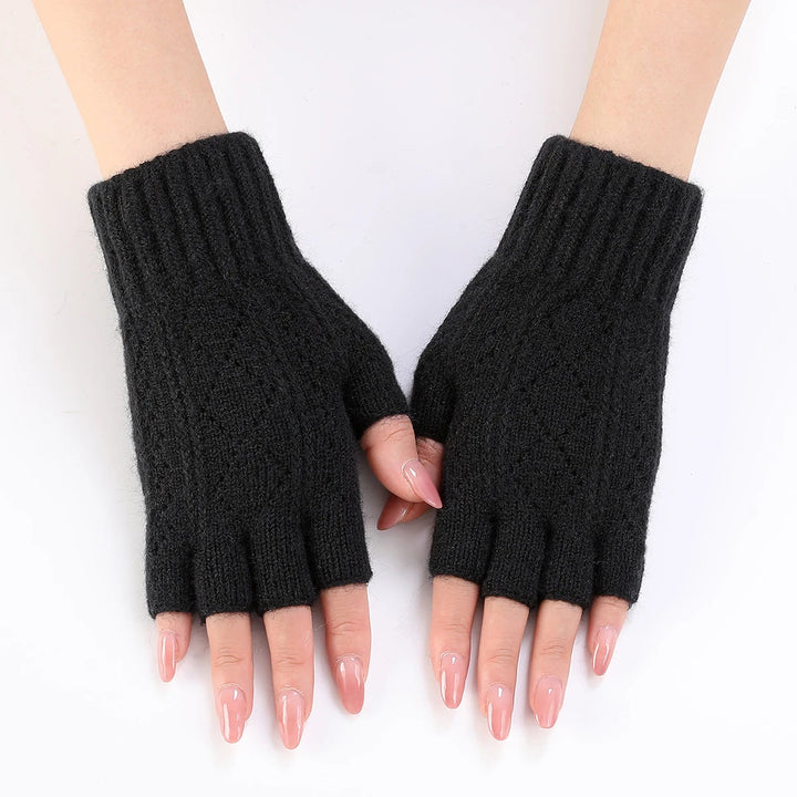 Soft Knit Fingerless Gloves with Snug Ribbed Cuffs