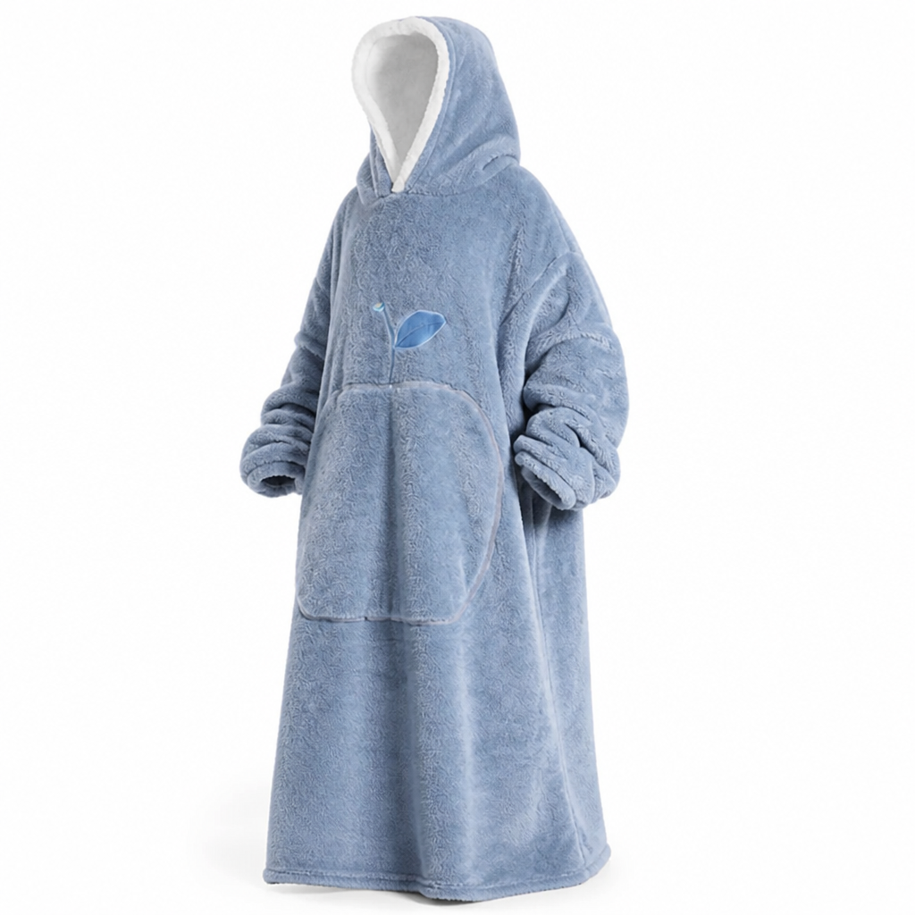 Oversized Sherpa Fleece Hooded Blanket with Sleeves and Pocket