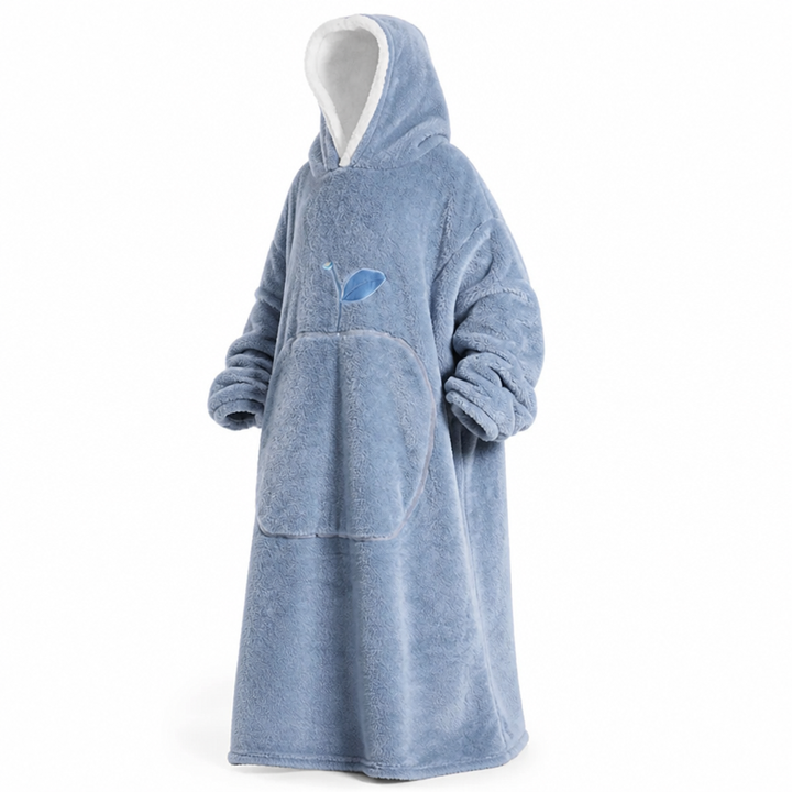Oversized Sherpa Fleece Hooded Blanket with Sleeves and Pocket