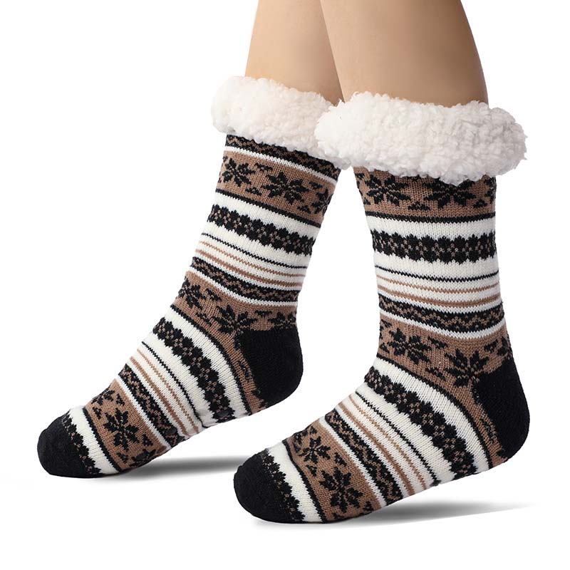 Ultra-Thick Snowflake Slipper Socks with Silicone Grippers
