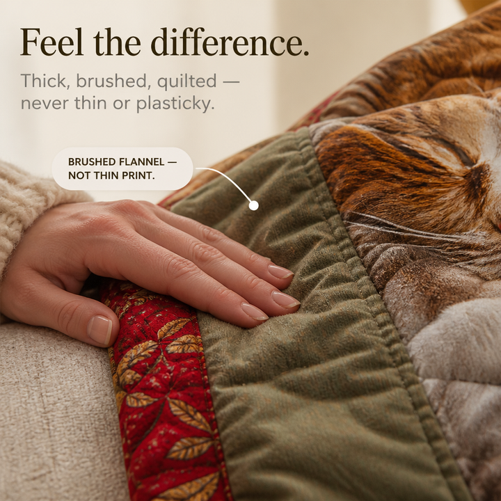 Reversible Flannel Throw Blanket with Nine Sleeping Cats