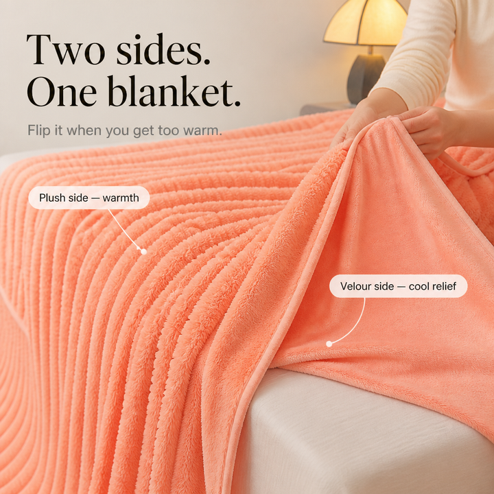 Two-Tone Reversible Plush Blanket – Fluffy Plush Meets Silky Velour