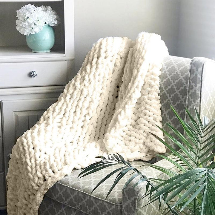 Chunky Knit Style Throw Blanket Textured Home Comfort