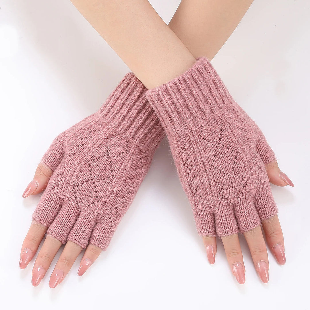 Soft Knit Fingerless Gloves with Snug Ribbed Cuffs