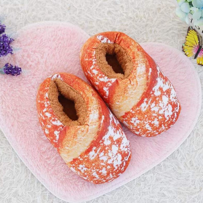 Toast Bread Winter Slippers with Fleece Lining and Ankle Cuff
