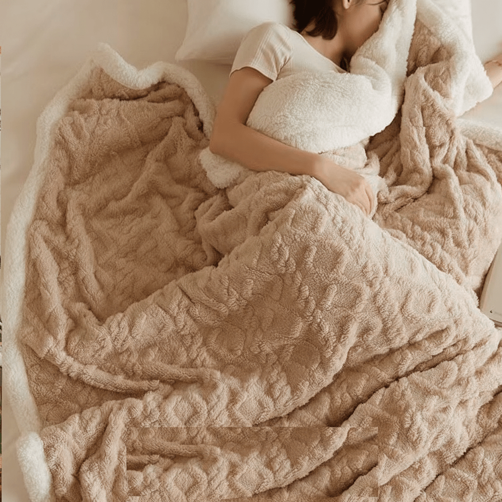 Lamb Velvet Flannel Blanket, Lightweight Warmth for Home and Office