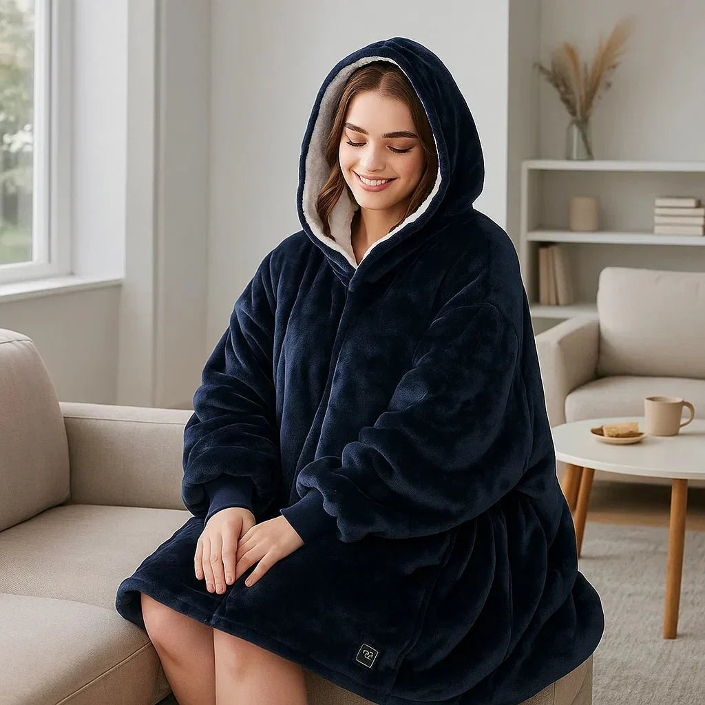 USB Heated Blanket Hoodie – Cozy Wearable Flannel Warmth