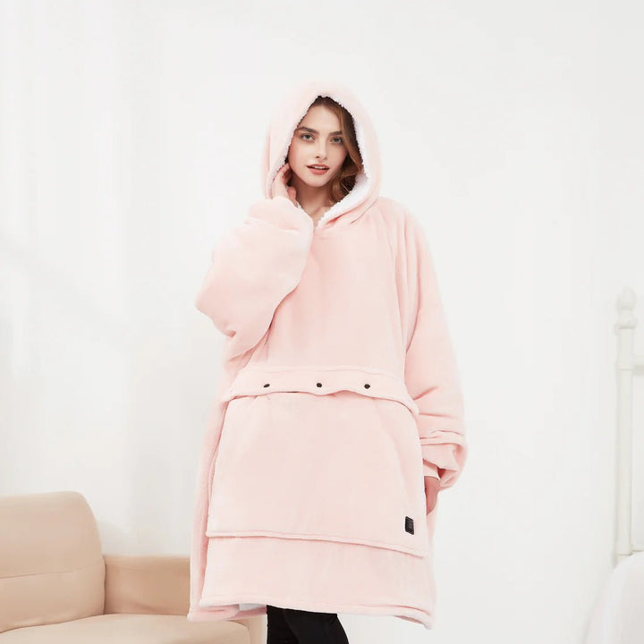 USB Heated Blanket Hoodie – Cozy Wearable Flannel Warmth