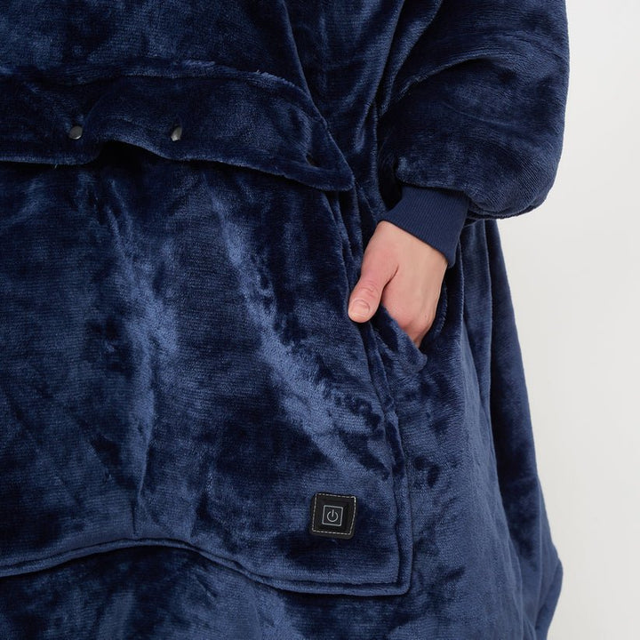 USB Heated Blanket Hoodie – Cozy Wearable Flannel Warmth