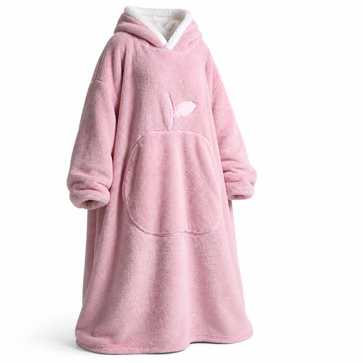 Oversized Sherpa Fleece Hooded Blanket with Sleeves and Pocket