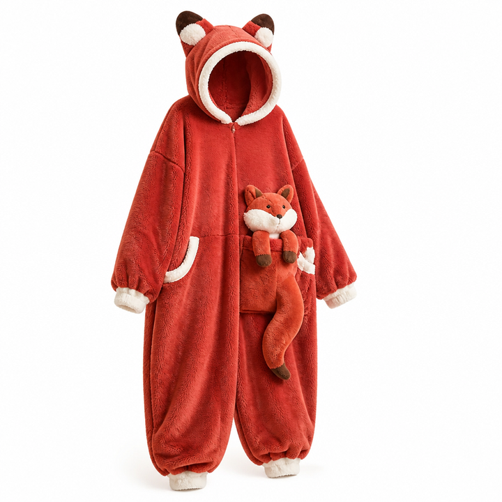 Hooded Fleece Wearable Blanket Pajamas with Playful Animal Designs