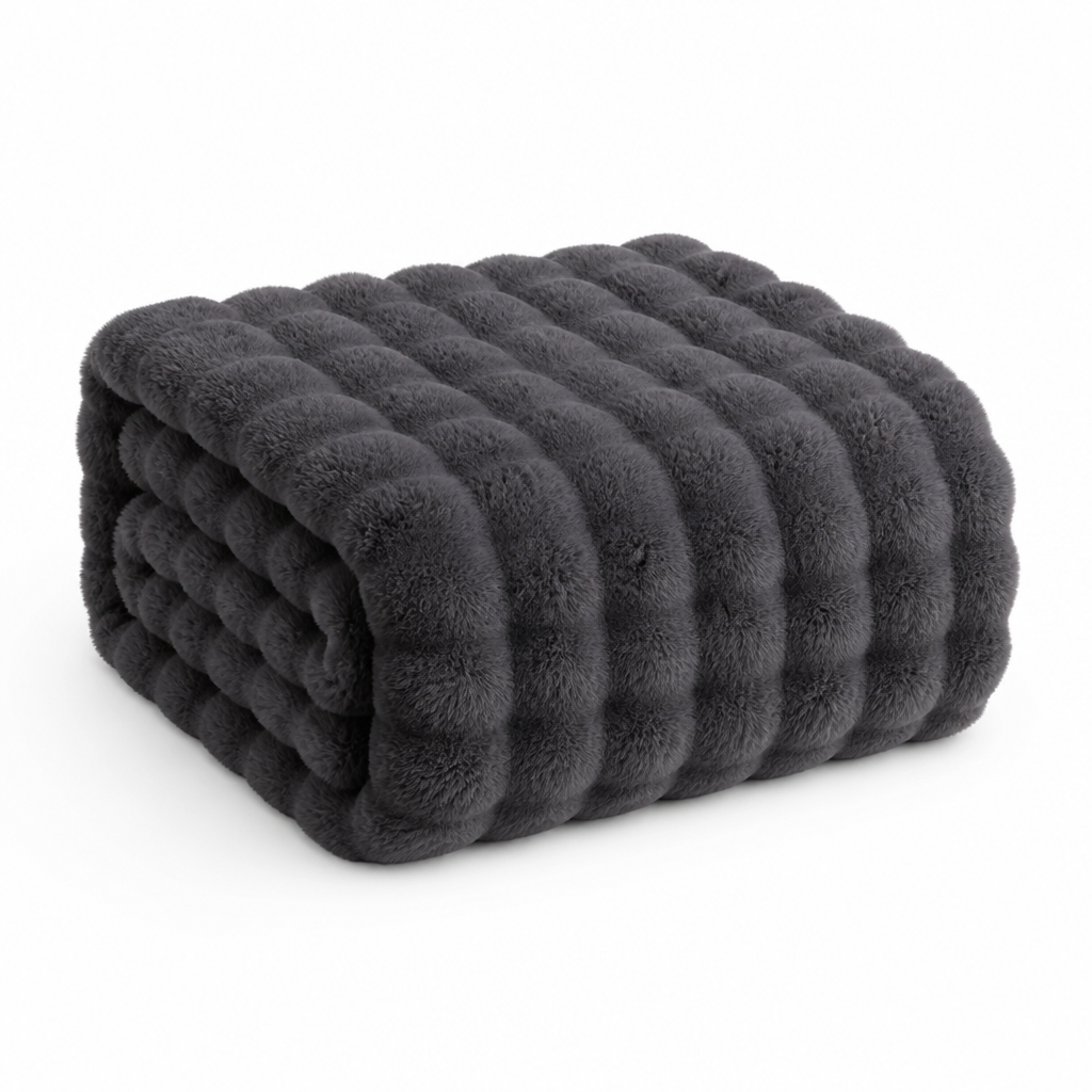 Plushley™ Ribbed Plush Knit Blanket, Soft, Warm and Machine Washable