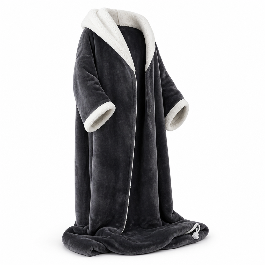 Plushley™ Heated Wearable Fleece Blanket with Sleeves, 50 x 70 in