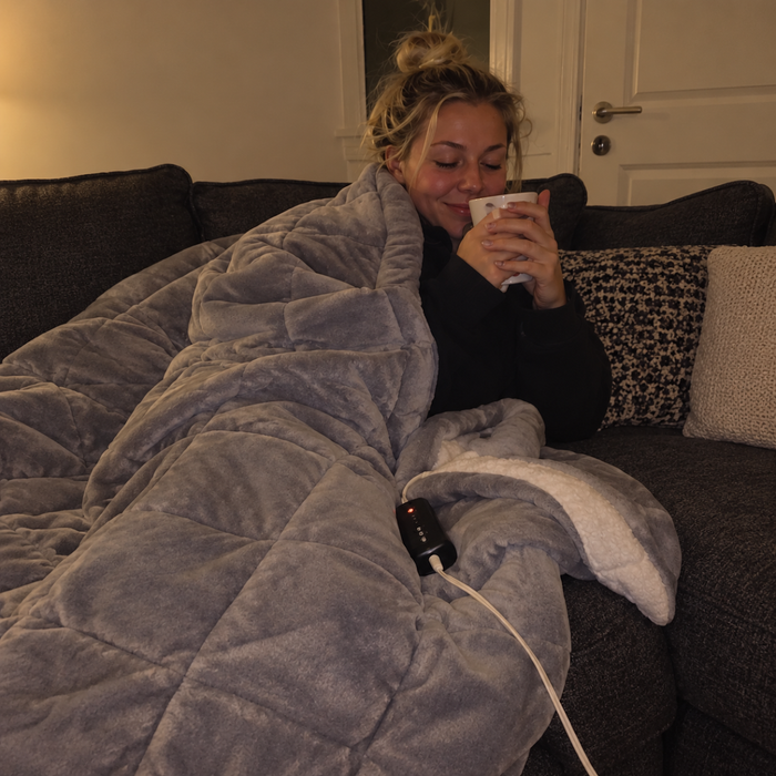 Tea, couch and a heated blanket
