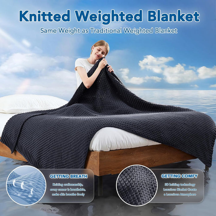 Cozy Comfort Knitted Weighted Blanket - Breathable Cooling Microfiber