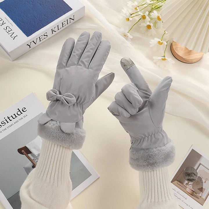 Elegant Waterproof Touchscreen Gloves with Bow Detail