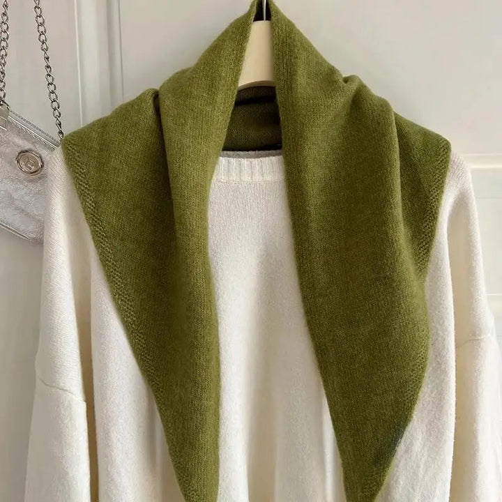Korean-Style Triangle Knit Scarf – Soft Winter Wrap for Women
